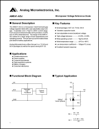 AME41EEET datasheet: Micropower voltage reference diode AME41EEET