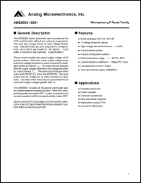 AME8500AEETAD31 datasheet: Micropower uP reset device AME8500AEETAD31