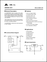 AME8800DEFT datasheet: Output voltage: 2.5V; 300mA CMOS LDO AME8800DEFT