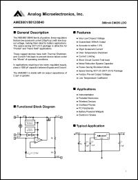 AME8801JEEV datasheet: Output voltage: 2.85V; 300mA CMOS LDO AME8801JEEV