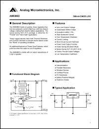 AME8802AEEV datasheet: Output voltage: 3.3V; 300mA CMOS LDO AME8802AEEV