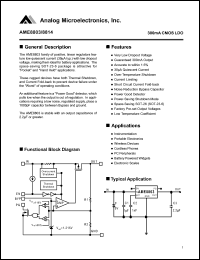 AME8803JEEY datasheet: Output voltage: 2.85V; 300mA CMOS LDO AME8803JEEY