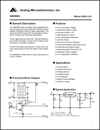 AME8804AEEV datasheet: Output voltage: adj; 300mA CMOS LDO AME8804AEEV