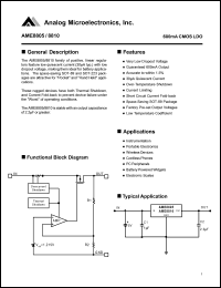 AME8805OEGT datasheet: Output voltage: 3.1V; 600mA CMOS LDO AME8805OEGT