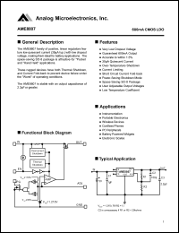 AME8807AEHA datasheet: Output voltage: adj; 600mA CMOS LDO AME8807AEHA