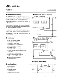 AME8816AEDV475 datasheet: Output voltage: 4.75; 1.5A CMOS LDO AME8816AEDV475