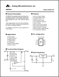 AME8841FEHA datasheet: Output voltage: 3.6V; 600mA CMOS LDO AME8841FEHA