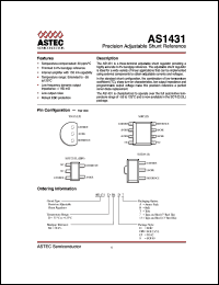 AS1431DR4S13 datasheet: Precision adjustable shunt reference AS1431DR4S13