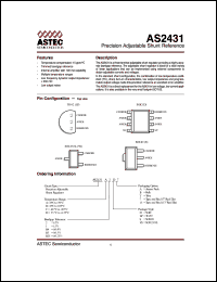 AS2431A1DT datasheet: Precision adjustable shunt reference AS2431A1DT