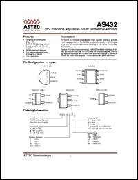 AS432A1DA datasheet: 1.24V precision adjustable shunt reference/amplifier AS432A1DA