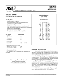 AS5C2568DJ-15/IT datasheet: 128K x 8 SRAM ruggedized plastic high speed SRAM AS5C2568DJ-15/IT