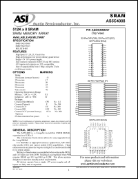 AS5C4008CW-17L/XT datasheet: 512K x 8 SRAM memory array AS5C4008CW-17L/XT