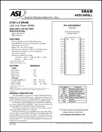 AS5C4009LLDG-100/IT datasheet: 512K x 8 SRAM - ultra low power AS5C4009LLDG-100/IT