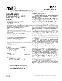 AS5SS128K36DQ-12/XT datasheet: 128K x 36 SSRAM - synchronous ZBL SRAM flow-thru output AS5SS128K36DQ-12/XT