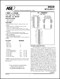 MT4C4001JCN-12/XT datasheet: 1 meg x 4 DRAM fast page mode DRAM MT4C4001JCN-12/XT