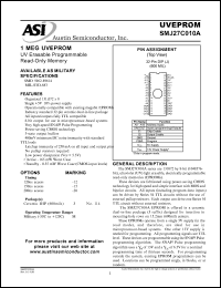 SMJ27C010A-12JM datasheet: 1Meg UVEPROM; UV erasable programmable read-only memory SMJ27C010A-12JM