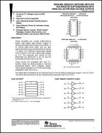 SNJ54LS06J datasheet:  HEX INVERTER BUFFERS/DRIVERS WITH OPEN-COLLECTOR HIGH-VOLTAGE OUTPUTS SNJ54LS06J