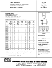 CDLL4728A datasheet: 3.3 V, 1 Watt zener diode CDLL4728A