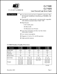 CL7192EQC160-20 datasheet: Laser processed logic device CL7192EQC160-20