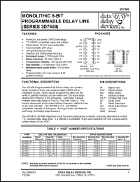 3D7408-0.5 datasheet: Delay 0.5 +/-0.25 ns, monolithic 8-BIT pragrammable delay line 3D7408-0.5