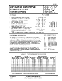 3D7304D-25 datasheet: Delay 25 +/-1 ns, monolithic quadruple  fixed delay line 3D7304D-25