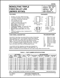 3D7303G-15 datasheet: Delay 15 +/-1 ns, monolithic triple  fixed delay line 3D7303G-15