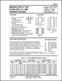 3D7205Z-75 datasheet: Delay 75 +/-7.5 ns, monolithic 5-TAP  fixed delay line 3D7205Z-75