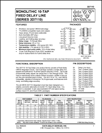 3D7110S-1 datasheet: Delay 1 +/-0.5 ns, monolithic 10-TAP  fixed delay line 3D7110S-1
