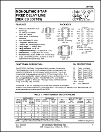 3D7105H-8 datasheet: Delay 8 +/-1.5 ns, monolithic 5-TAP  fixed delay line 3D7105H-8