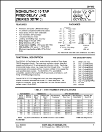 3D7010G-250 datasheet: Delay 25 +/-2.5 ns, monolithic 10-TAP  fixed delay line 3D7010G-250