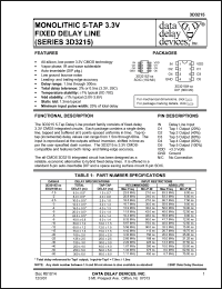 3D3215M-60 datasheet: Delay 60 +/-6 ns, monolithic 5-TAP 3.3 V fixed delay line 3D3215M-60