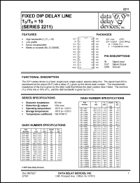 2211-1000G datasheet: Delay 1000 +/-50 ns, fixed DIP delay line Td/Tr=10 2211-1000G