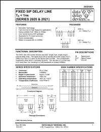 2021-300 datasheet: Delay 300 +/-10 ns, fixed SIP delay line Tr<1ns 2021-300