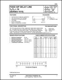 1515-50A datasheet: Delay 50 +/-2.5 ns, fixed SIP delay line Td/Tr=10 1515-50A