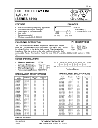 1514-105Y datasheet: Delay 105 +/-5.3 ns, fixed SIP delay line Td/Tr=5 1514-105Y