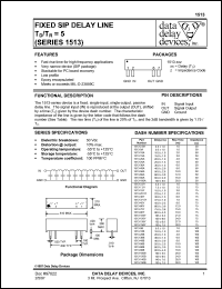 1513-3.5Y datasheet: Delay 3.5 +/-1 ns, fixed SIP delay line Td/Tr=5 1513-3.5Y