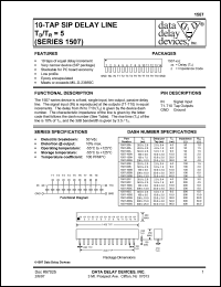 1507-200G datasheet: Delay 200 +/-10 ns, 10-TAP SIP delay line Td/Tr=5 1507-200G