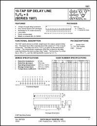 1507-100A datasheet: Delay 100 +/-5 ns, 10-TAP SIP delay line Td/Tr=5 1507-100A