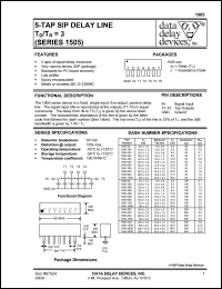 1505-100A datasheet: Delay 100 +/-5 ns, 5-TAP SIP delay line Td/Tr=3 1505-100A