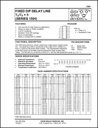 1504-40F datasheet: Delay 40 +/-2 ns, Fixed dip delay line Td/Tr=5 1504-40F