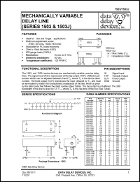 1503J-150A datasheet: Max delay 150 ns, Mechanically variable delay line 1503J-150A