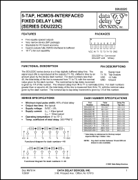 DDU222C-20 datasheet: 5-TAP, HCMOS-interfaced fixed delay line DDU222C-20
