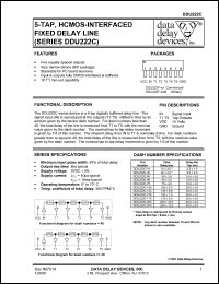 DDU222C-50 datasheet: 5-TAP, HCMOS-interfaced fixed delay line DDU222C-50