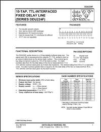 DDU224F-50M datasheet: 5-TAP, TTL-interfaced fixed delay line DDU224F-50M