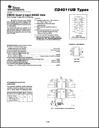 CD4011UBE datasheet:  CMOS QUAD 2-INPUT NAND GATE CD4011UBE