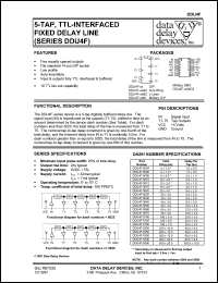 DDU4F-5012A2 datasheet: 5-TAP, TTL-interfaced fixed delay line DDU4F-5012A2