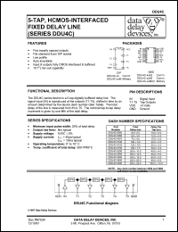 DDU4C-5100M datasheet: Total delay 100 +/-5 ns,5-TAP, HCMOS-interfaced fixed delay line DDU4C-5100M