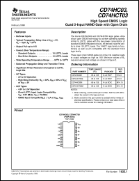 CD54HC03F datasheet:  HIGH SPEED CMOS LOGIC QUAD 2-INPUT NAND GATES WITH OPEN DRAIN CD54HC03F