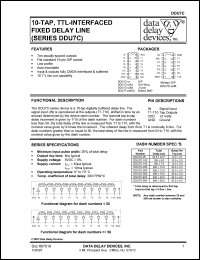 DDU7C-500A3 datasheet: Total delay 500 +/-25 ns,10-TAP, TTL-interfaced fixed delay line DDU7C-500A3