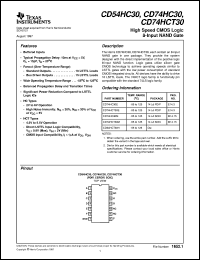 CD54HC30F3A datasheet:  HIGH SPEED CMOS LOGIC 8-INPUT NAND GATE CD54HC30F3A